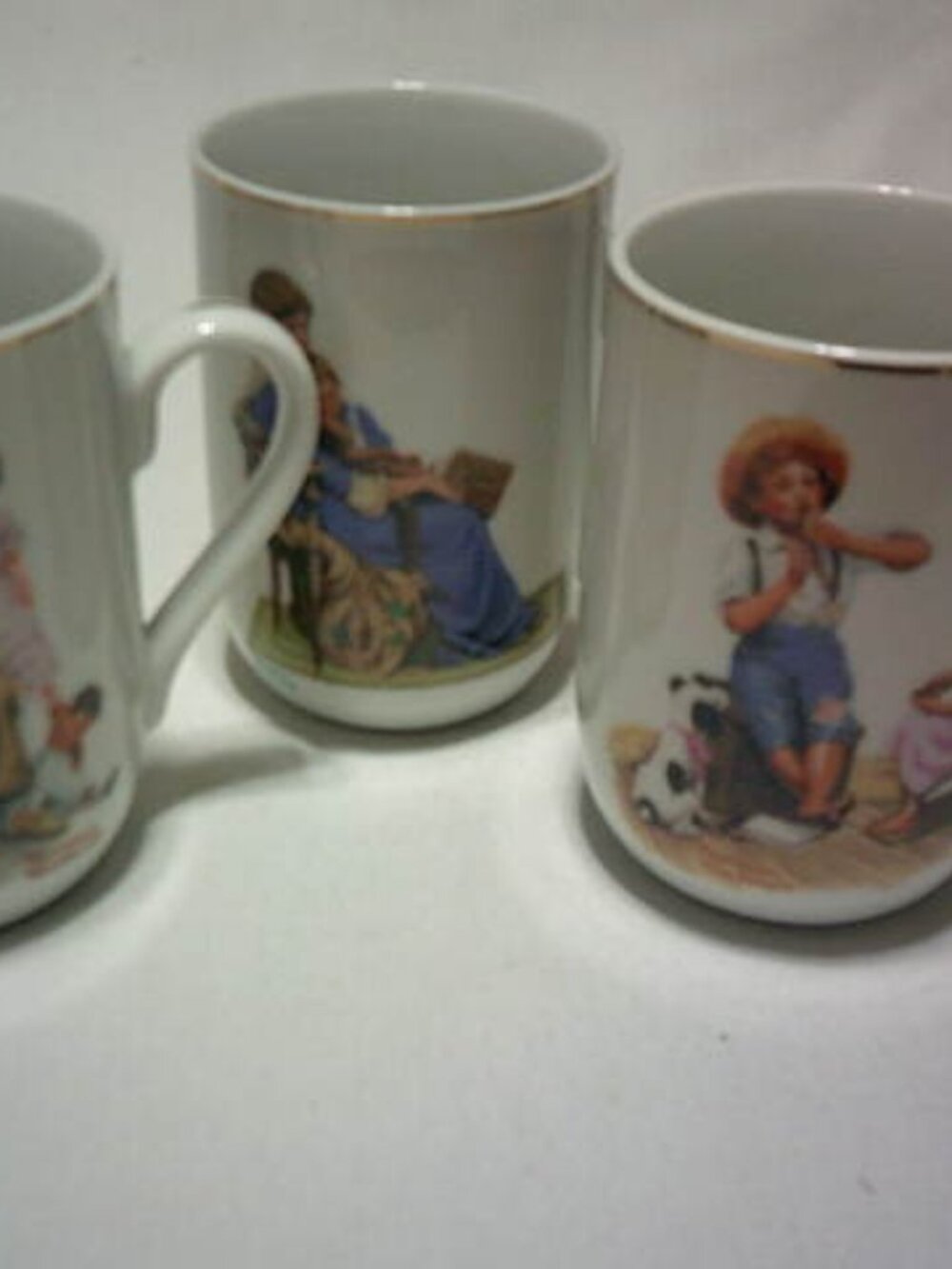 VTG LOT 3 NORMAN ROCKWELL CUPS MUGS BEDTIME, THE COBBLER, & MUSIC MASTER 1992